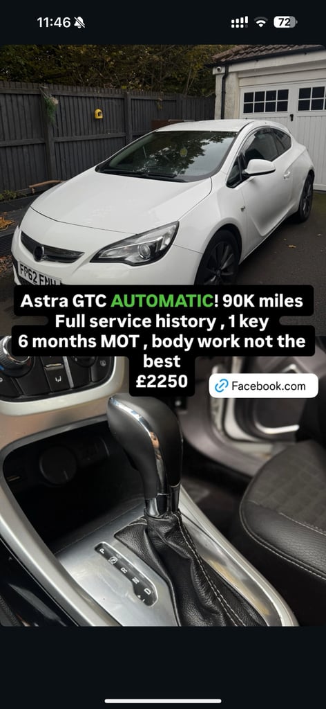 image for AUTOMATIC Vauxhall, ASTRA automatic,, 2012, 1956 (cc), 3 doors
