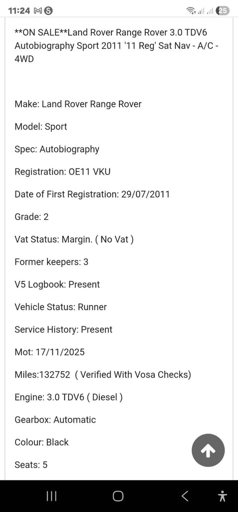 Land Rover, RANGE ROVER SPORT, autobiography 2011, Semi-Auto, 2993 (cc), 5 doors