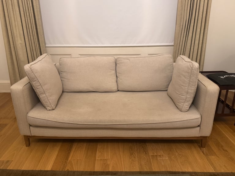 Modern Beige 2-Seater Sofa – Good Condition