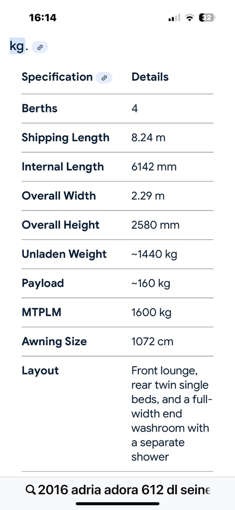 Adria Adora 612dl Seine 4 berth..2016