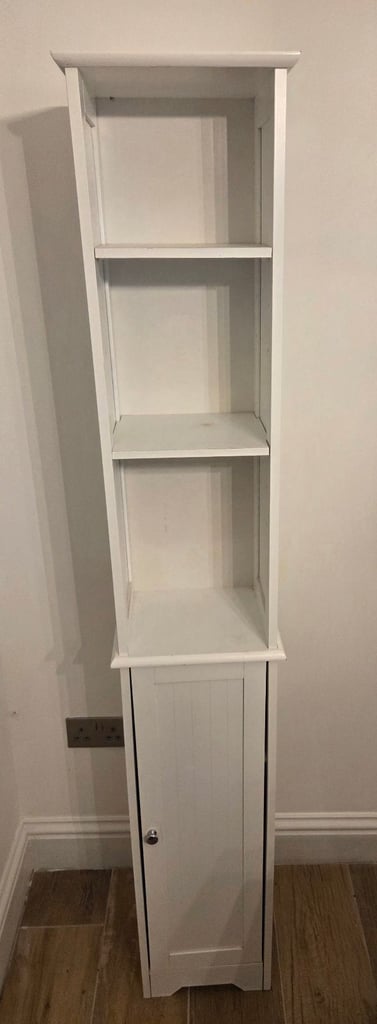 image for Modern Tall White Bathroom Storage Cabinet