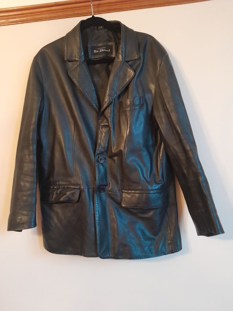 image for Mens Dress Real Leather BEN SHERMAN Jacket Size Medium