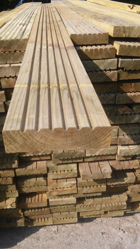 Decking 4.2m long 28mm thick 120mm wide. £10.10 Each