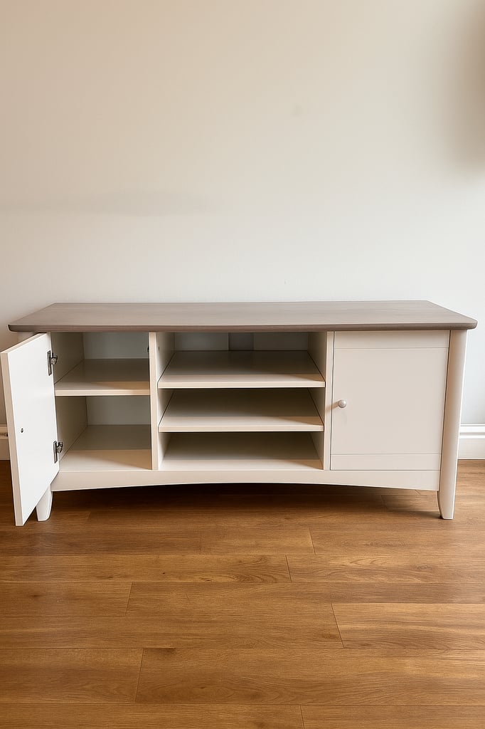 Cream & Oak-Effect TV Stand – Immaculate Condition – Collection or Local Delivery