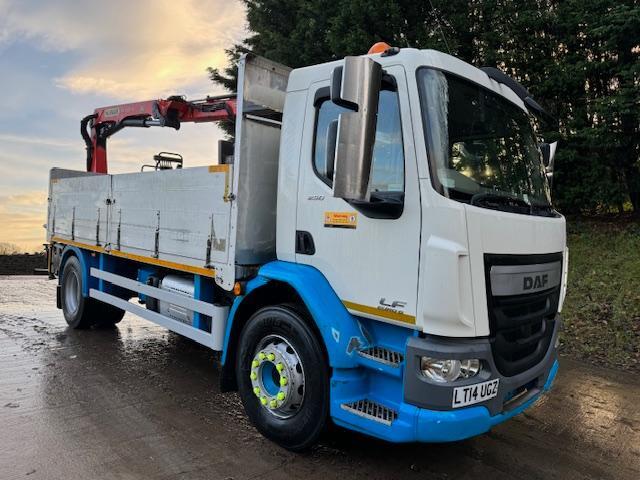 image for 2014 14 DAF LF 250 Euro 6 18ft6 drop side Palfinger PK11001 crane & block grab 