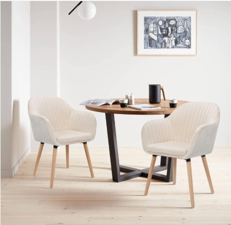 image for New cream colour Dining chair with wooden legs , 