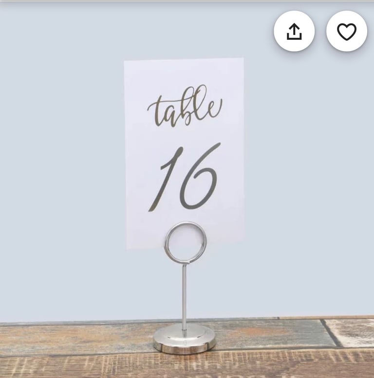 Gold card / number holders. Wedding decor 
