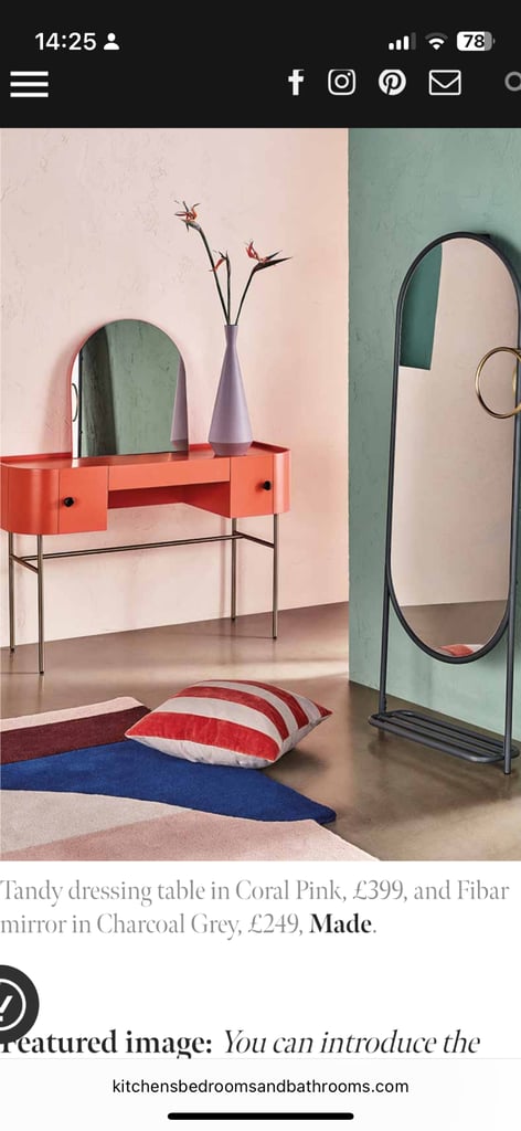 Made. com Tandy Range Dressing Table Coral