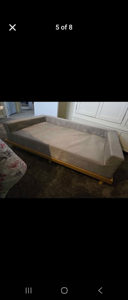 image for Large off the floor wooden framed dog bed extra cover