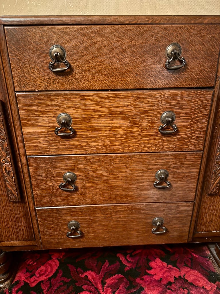 1930s/1940s Hand carved sideboard unit. Unknown make, Dark oak.