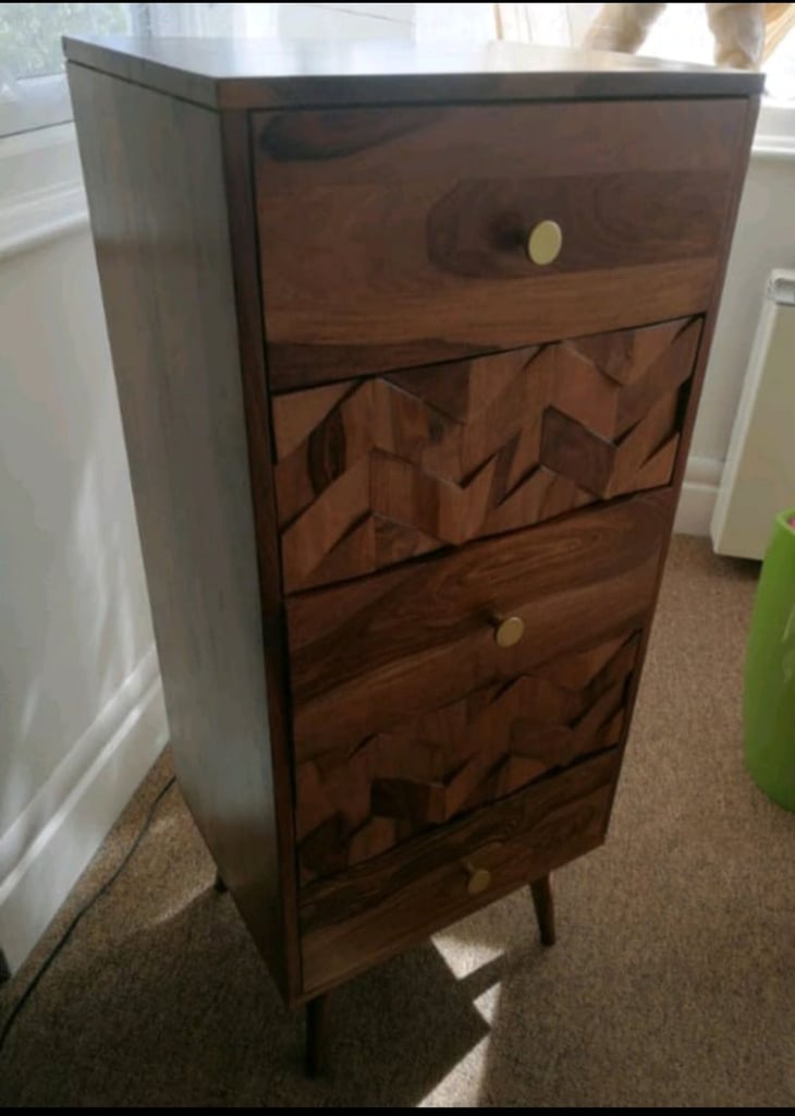 Taj Sheesham Wood Honeycomb Design Tall Boy