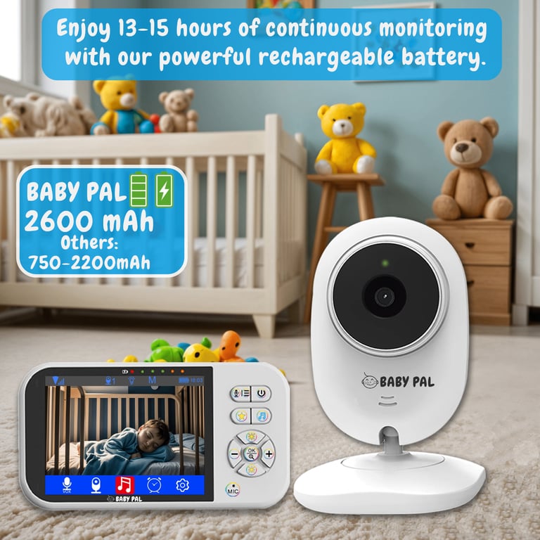 BABY PAL 3.5 Baby Monitor – No WiFi, 4x Zoom, Night Light, Science Sleep Sounds, Long Range, Timer