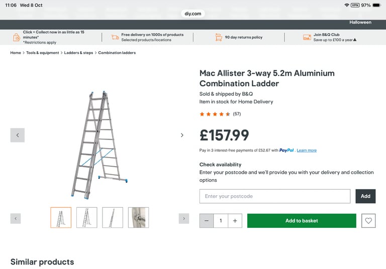 image for Mac Allister 3x9 combination ladder
