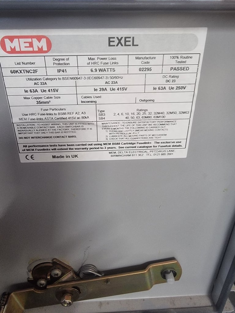 63A Metal isolator switch. 