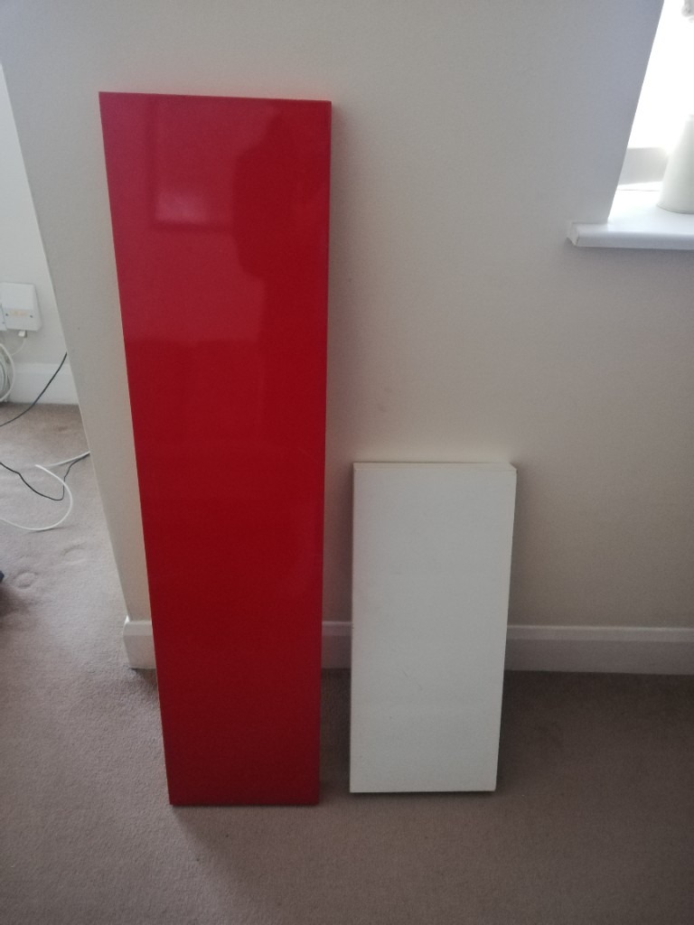 image for 2x IKEA wall shelves in white and red - High gloss