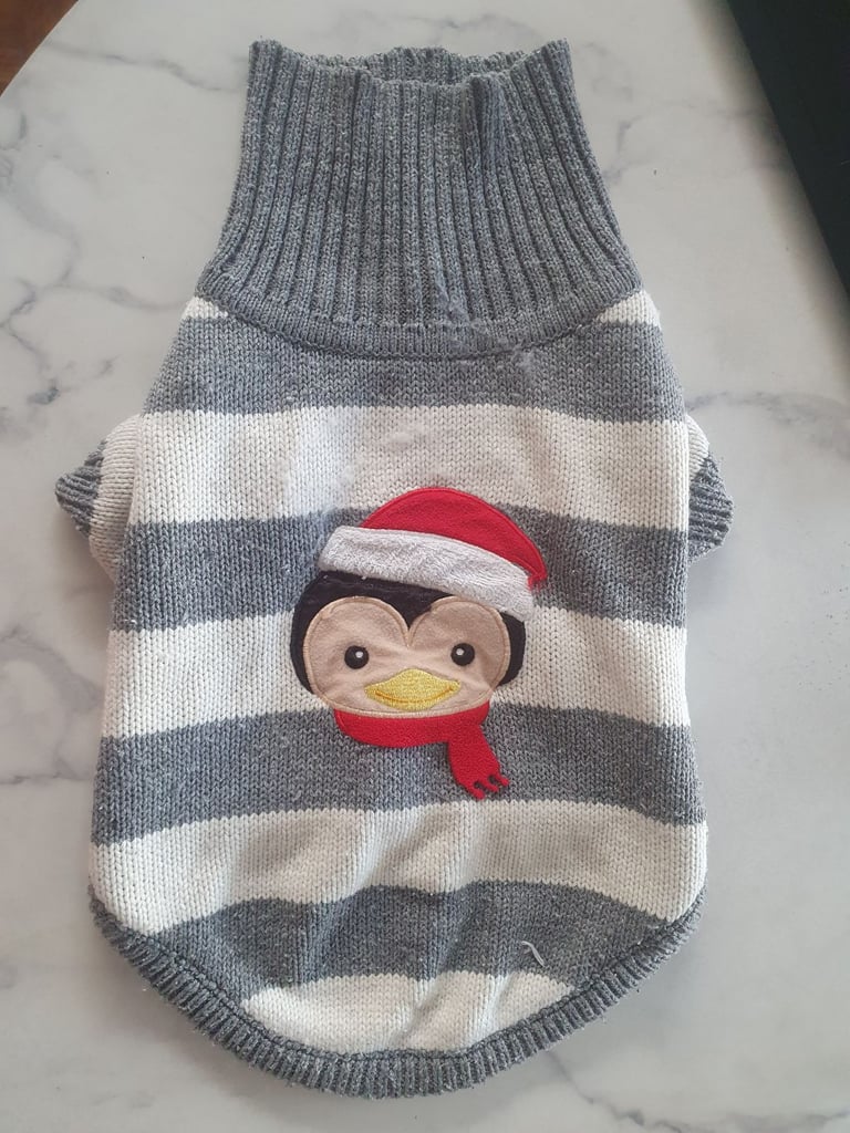 Christmas Penguin design Dog Jumper: medium Frenchie size
