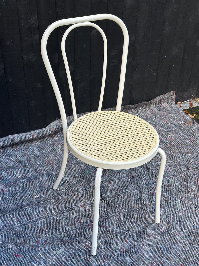Metal Bistro Style Chair With Lattice Style Seat