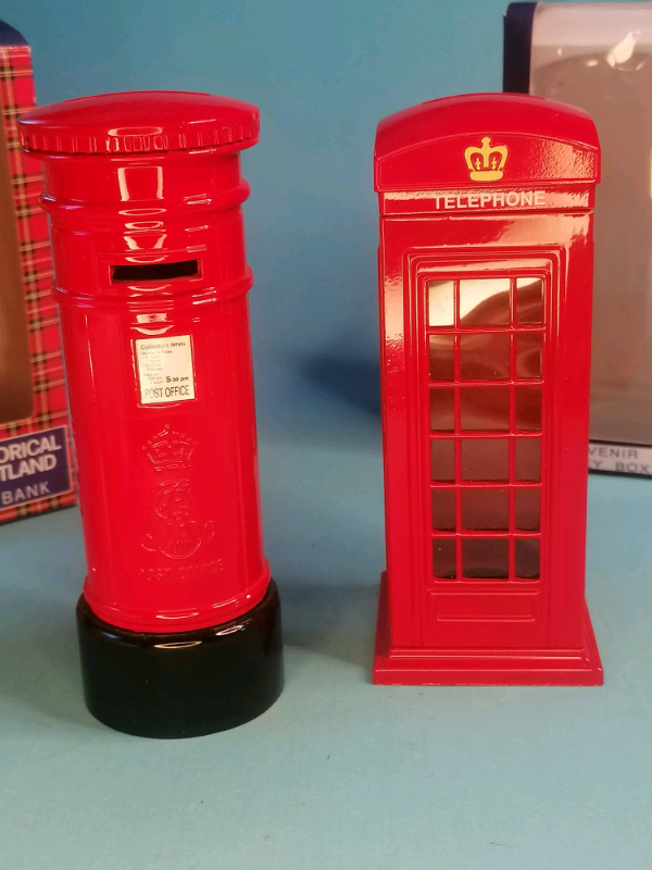6-inch British Style Telephone Booth & Letter Box Metal Piggy Money 