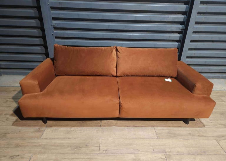 3 Seater Velvet Sofa - Orange. 