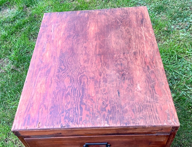 Pair 1950s two drawer filing cabinet bedside wooden desk industrial antique vintage library office