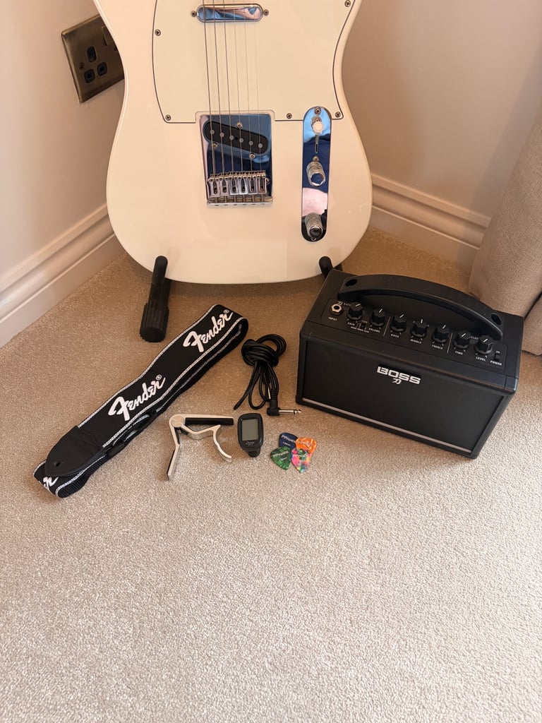 Fender Telecaster (2023) with Boss Katana Mini Amp and extras