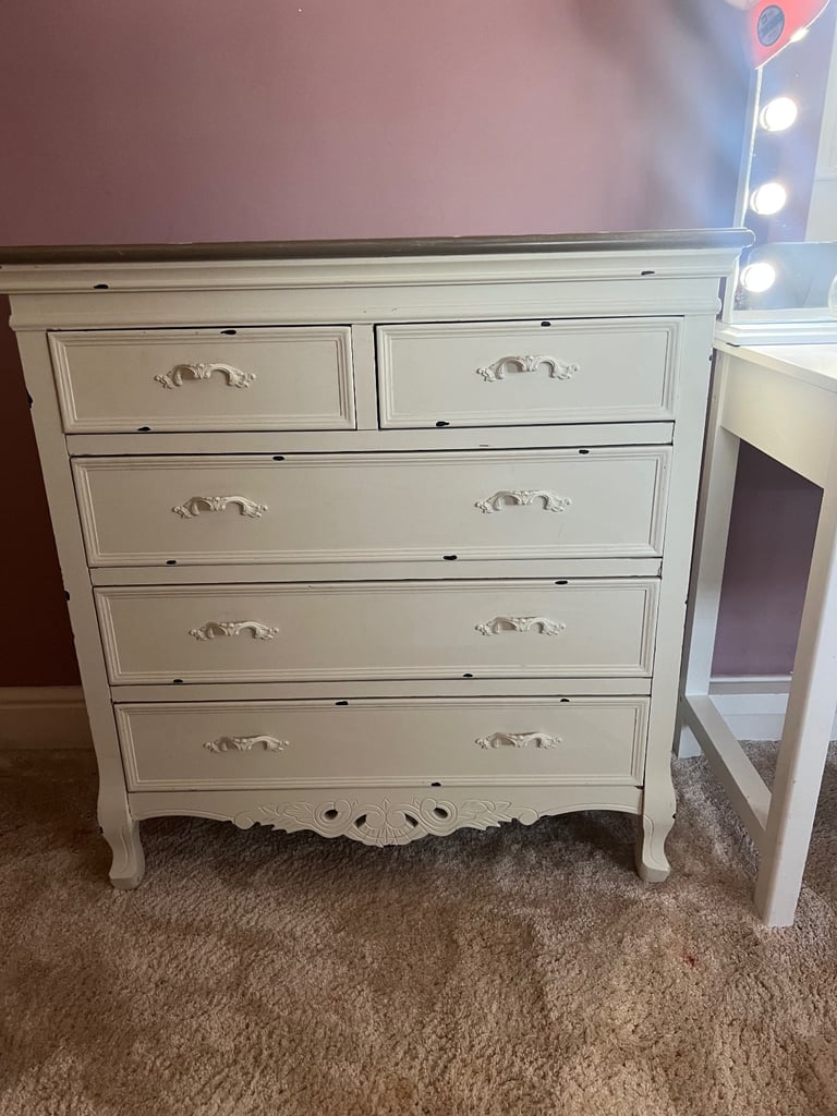 Vintage dressing table, mirror and drawers 
