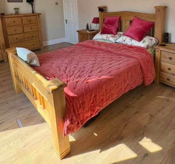 image for Solid oak king size bed frame high quality