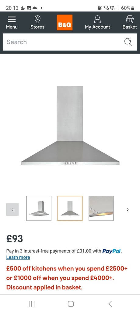 Cooker extractor hood. Extractor fan. New