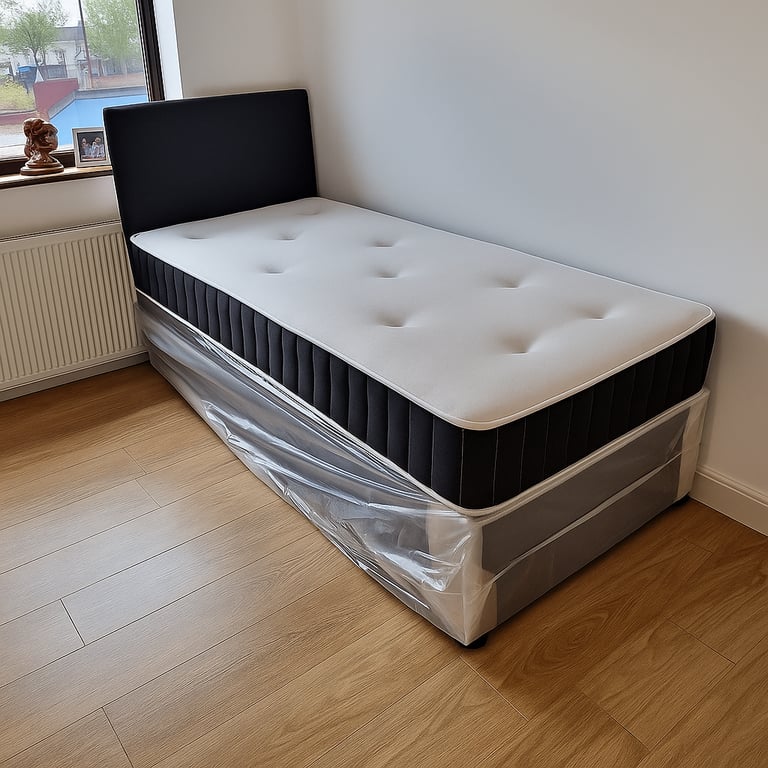 Fabric Upholstered Divan Bed, Optional Mattress and Drawers, All Sizes, Delivery UK