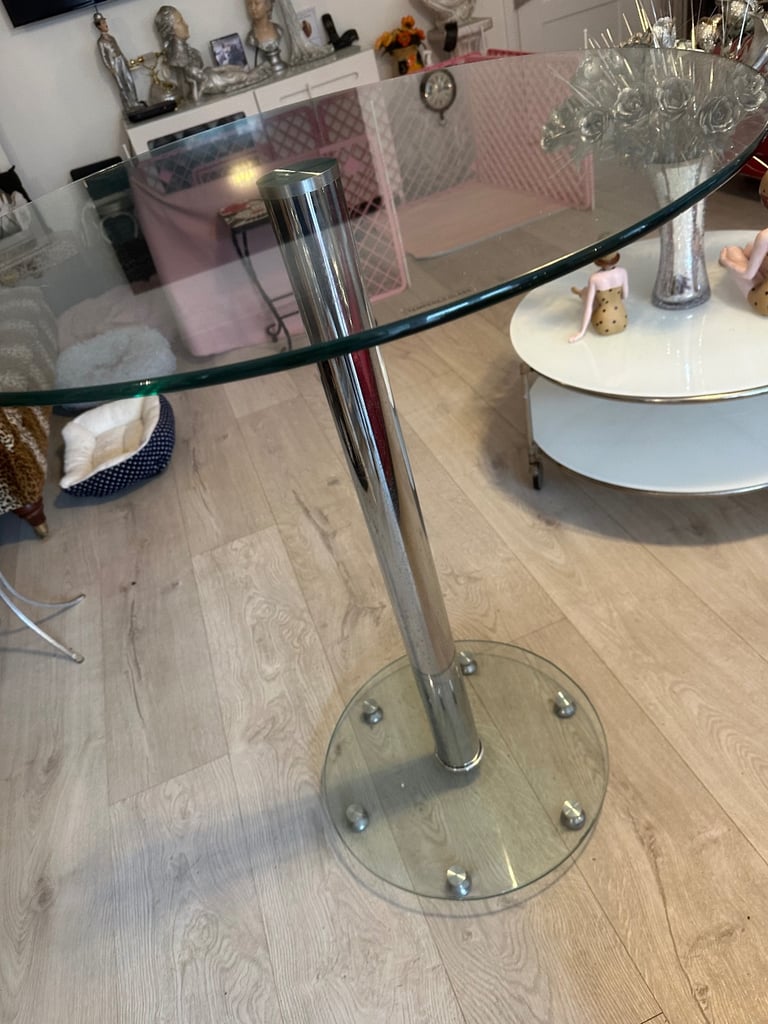 Stunning Tall bar  glass chrome table 