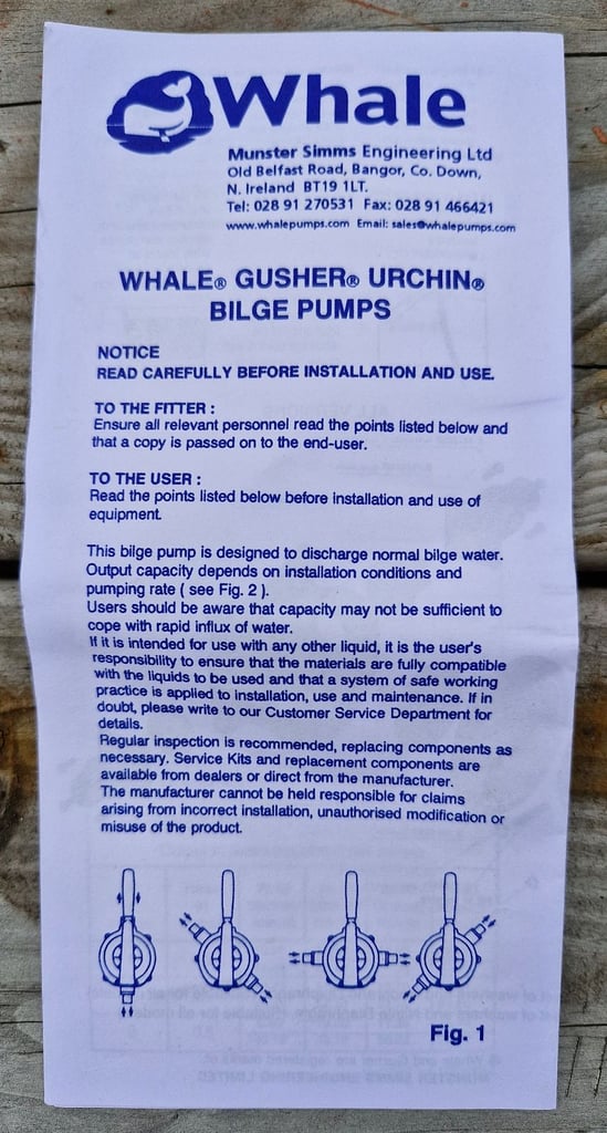 Used Whale Gusher Urchin Bilge Pump 43LPM BP9013 