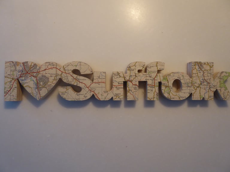 Ornamental Suffolk Map Sign