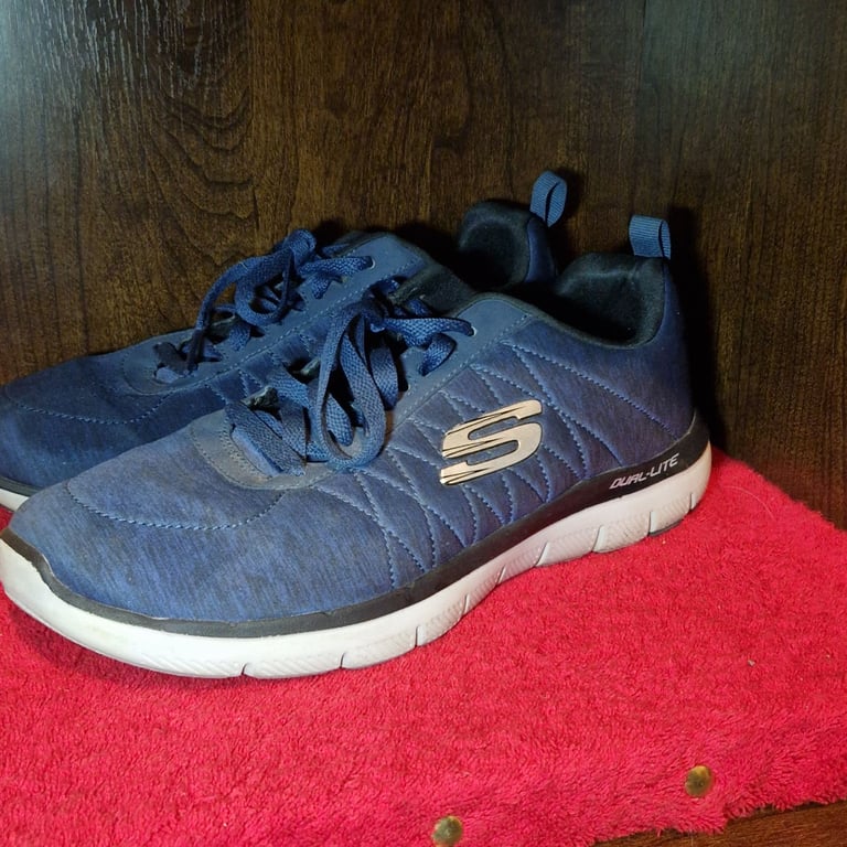 Skechers Dual-Lite Trainers – Navy Blue – Air-Cooled Memory Foam – UK 8 – Lightweight