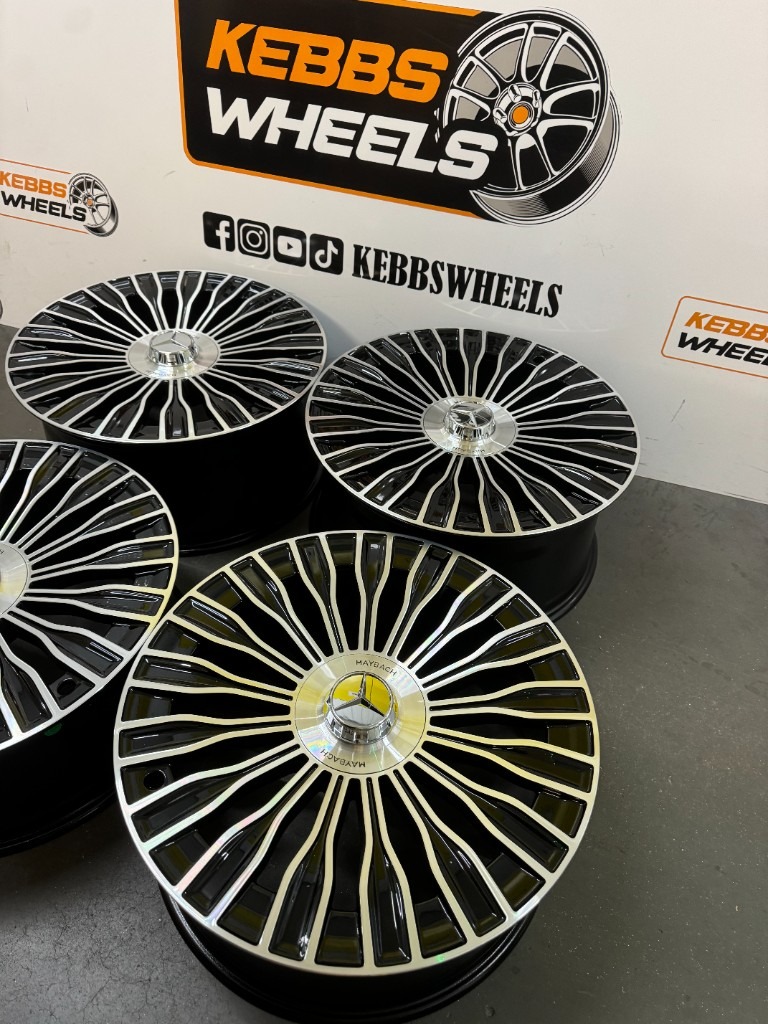 20" 2025 MERCEDES MAYBACH STYLE ALLOY WHEELS BLACK MACHINED C CLASS E CLASS S CLASS