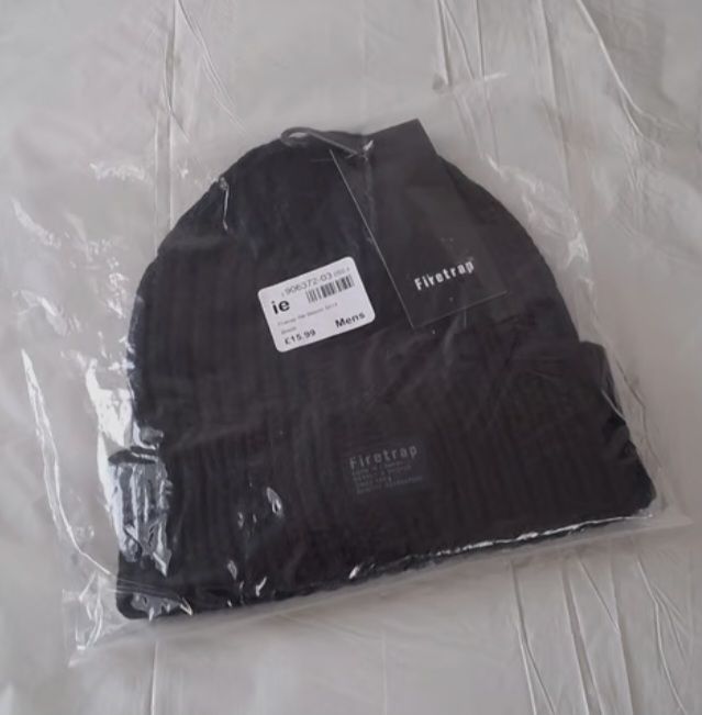 BRAND-NEW MENS FIRETRAP RIB BEANIE HAT BLACK