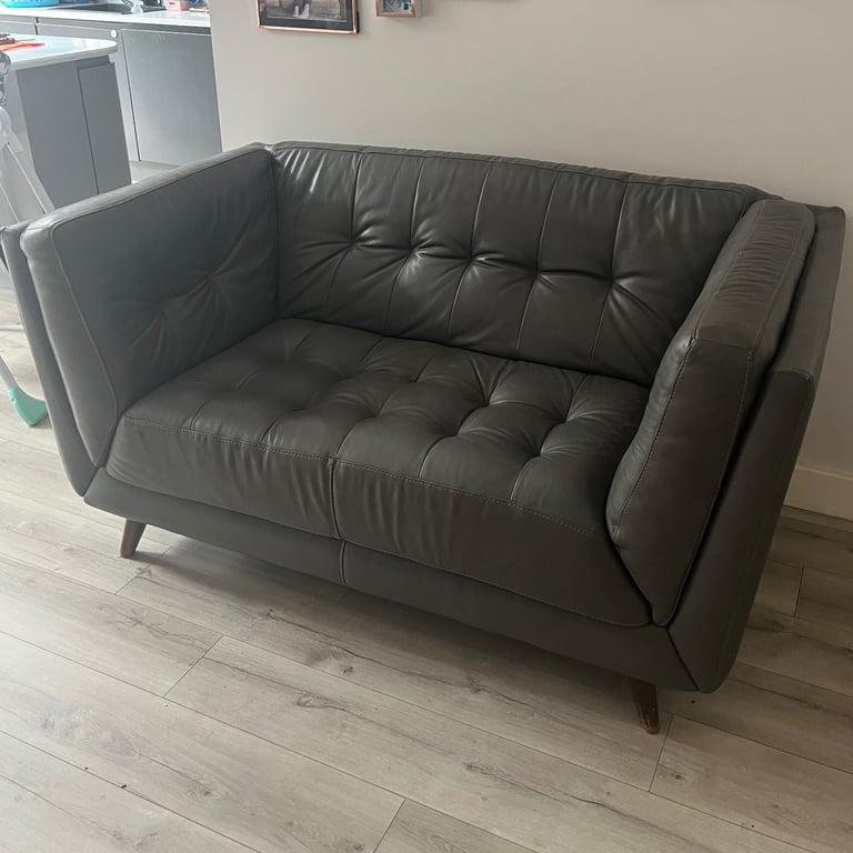 image for 2 seater grey leather sofa 