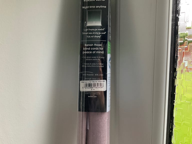 BNIB. NEVER OPENED.  3 Roller Blinds each one 5ft wide Roller blinds 64inch drop Purple and Mauve 