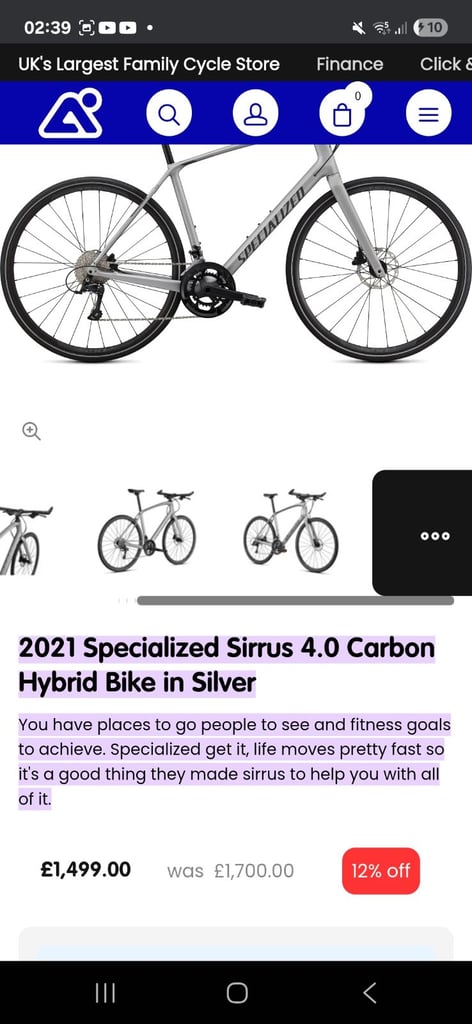 Specialized Sirrus 4.0 Carbon size M 