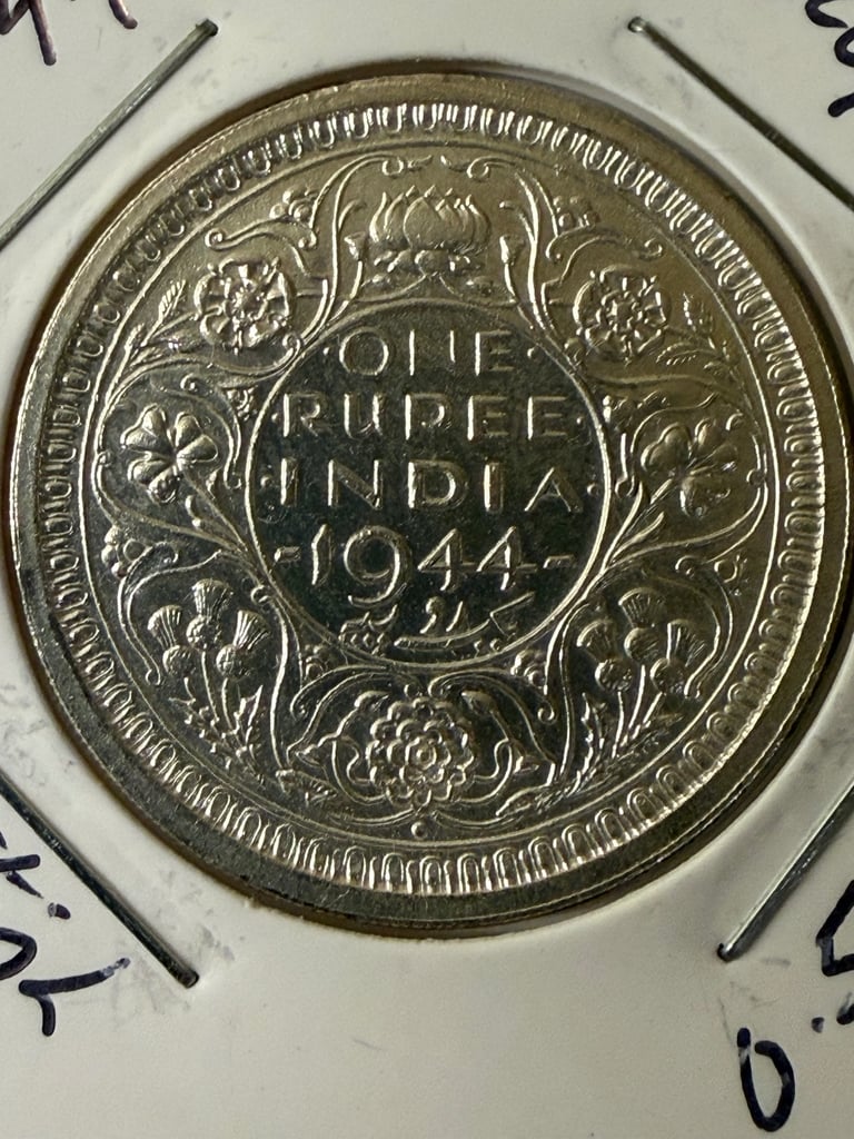 1944 one rupee silver coin - uncirculated condition 