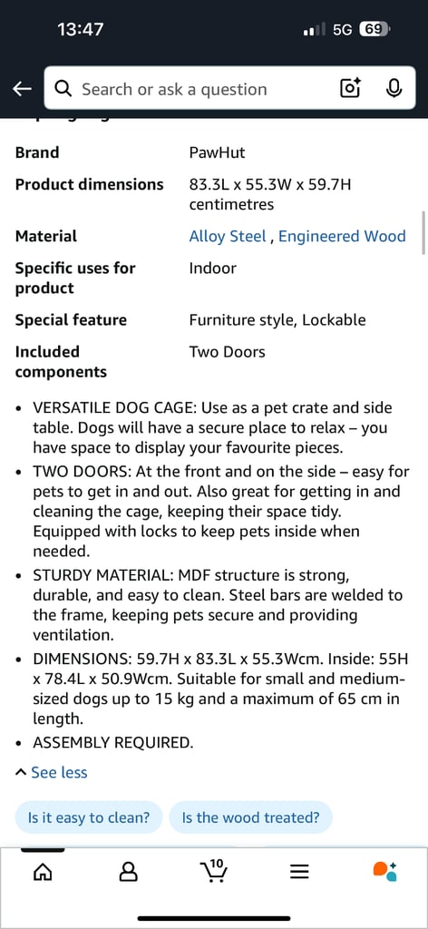 Small/medium dog crate 