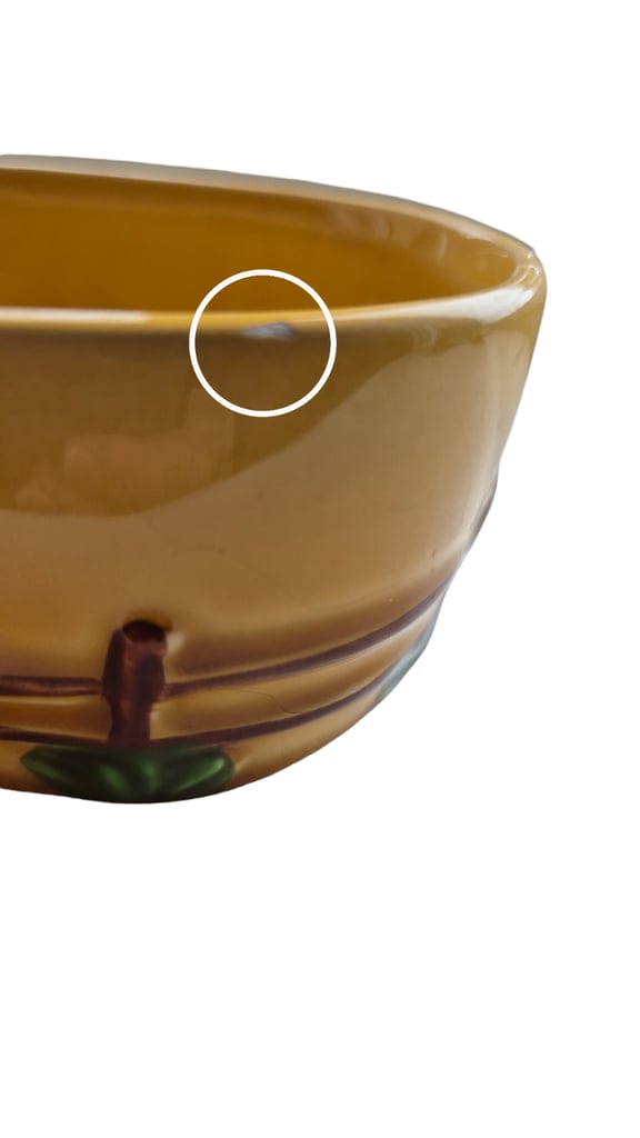 Collector's Guernsey cow butter dish, has 2 small chip round rim not visible when lid is on. 