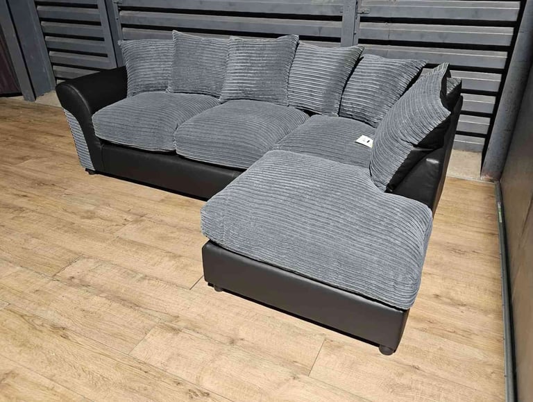 Hardly Used Corner Sofa - Grey/Black.