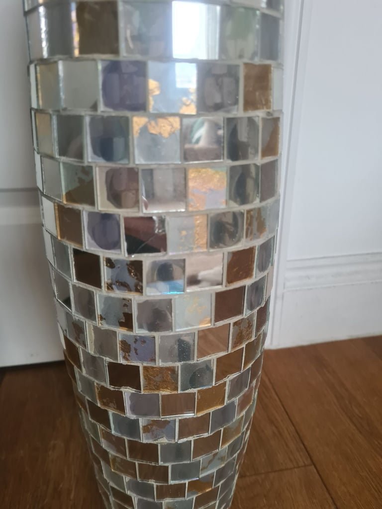 Mirrored mosaic tall vase