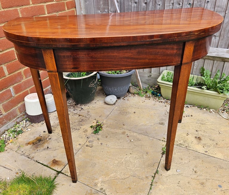Georgian Mahogany Antique"D" Shaped Card Table Circa 1800