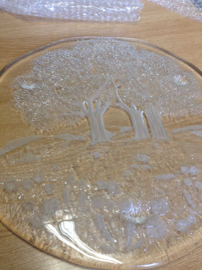 image for Vintage dessert cake serving plate Walther Glass Sommerland, Germany 1980s