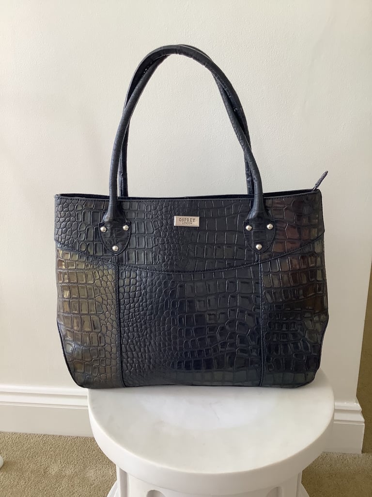 image for Osprey London RRP £239 designer mock croc designer large tote bag metallic blue Graeme Ellisdon  