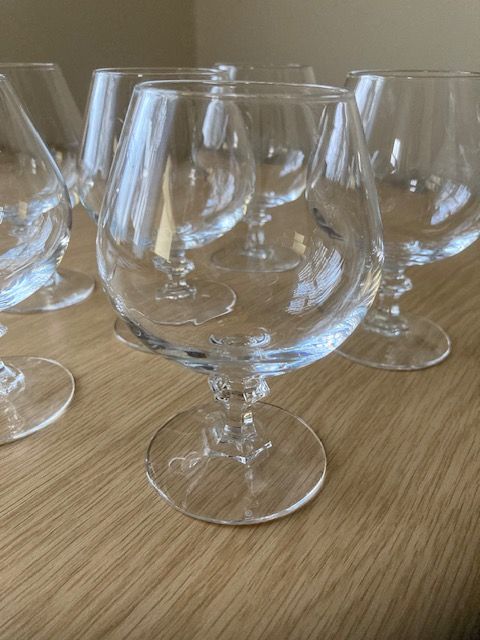 6 x Plain Cognac Crystal Glasses