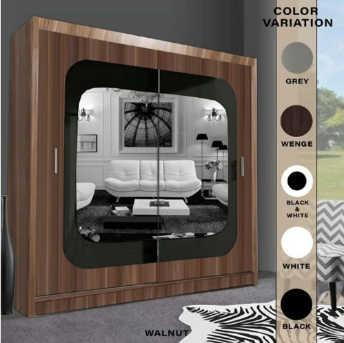 Brand New - Chelsea Mirror Sliding Door Wardrobe - walnut - SAME/NEXT DAY DELIVERY