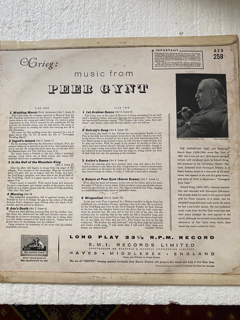 Music from peer Gynt . Vinyl. 