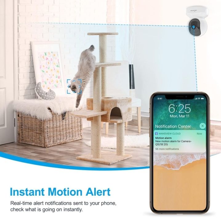Security Indoor Pet Camera WiFi CCTV Security Baby Monitor,  Alert Night Vision SD Storage 